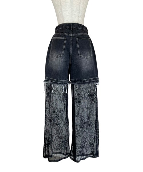 HONEY MI HONEY(ハニーミーハニー)の「lace layered denim short pants(デニムパンツ・レディース・ブルー/サックスブルー/ブラック・FREE)」の18枚目の写真