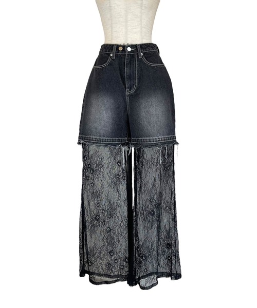 HONEY MI HONEY(ハニーミーハニー)の「lace layered denim short pants(デニムパンツ・レディース・ブルー/サックスブルー/ブラック・FREE)」の20枚目の写真