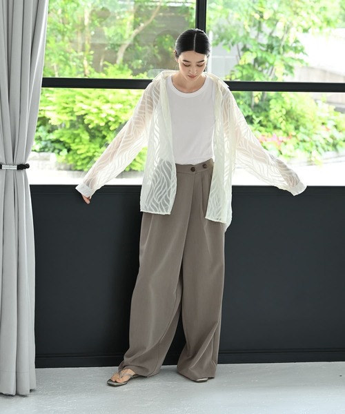 STYLE DELI（スタイルデリ）の「【BLK001】テクスチャー素材シアーシャツ（シャツ/ブラウス・レディース・アイボリー・FREE）」の5枚目の写真