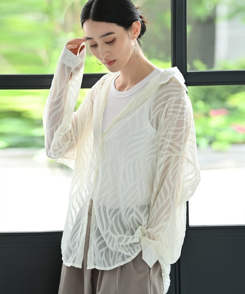 STYLE DELI（スタイルデリ）の「【BLK001】テクスチャー素材シアーシャツ（シャツ/ブラウス・レディース・アイボリー・FREE）」の7枚目の写真