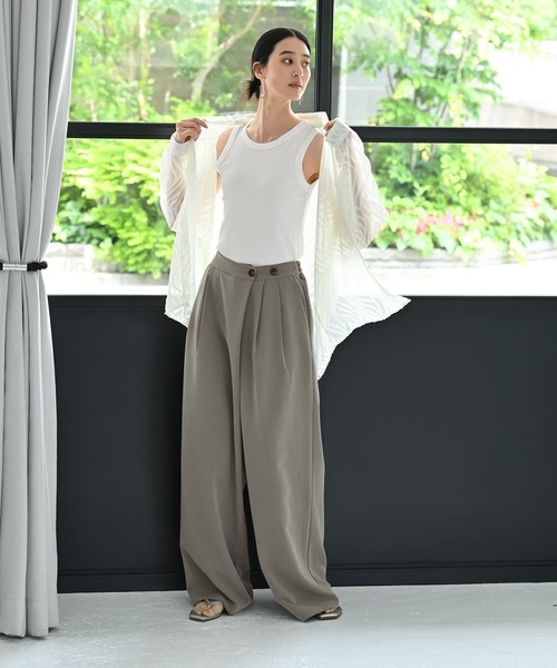 STYLE DELI（スタイルデリ）の「【BLK001】テクスチャー素材シアーシャツ（シャツ/ブラウス・レディース・アイボリー・FREE）」の9枚目の写真