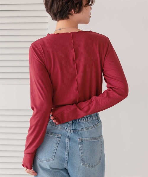 まろりゅー@プロフ確認お願いします　オーダー セール】リブカットソーメローデザイントップス（Tシャツ/カットソー