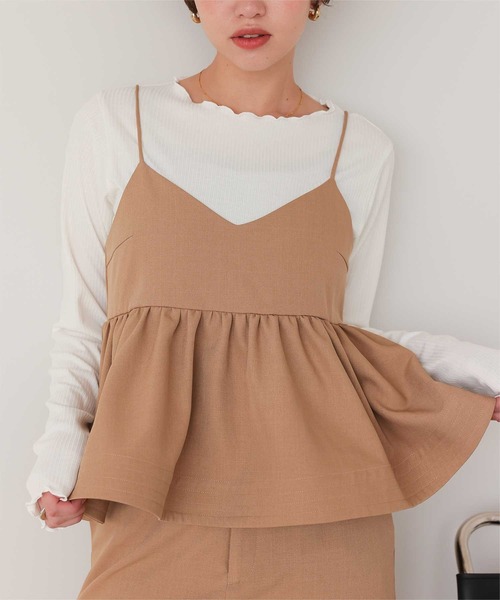 セール】リブカットソーメローデザイントップス（Tシャツ/カットソー