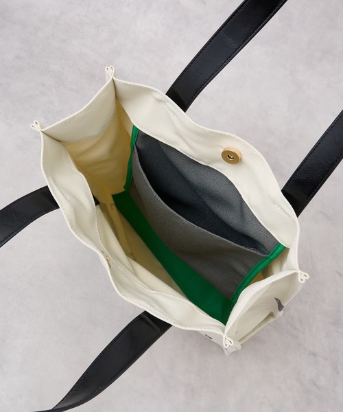 LANVIN en Bleu（ランバンオンブルー）の「ロゴポリエステルキャンバストートバッグ（トートバッグ・レディース・オフホワイト/ブラック/オレンジ/イエロー/ブラウン・FREE）」の9枚目の写真