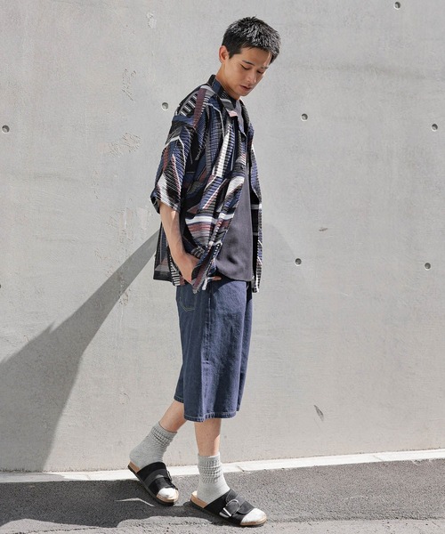 niko and...（ニコアンド）の「幾何学柄透かしシャツ（シャツ/ブラウス・メンズ・ブラウン/グリーン/ブルー・MEDIUM/LARGE）」の5枚目の写真