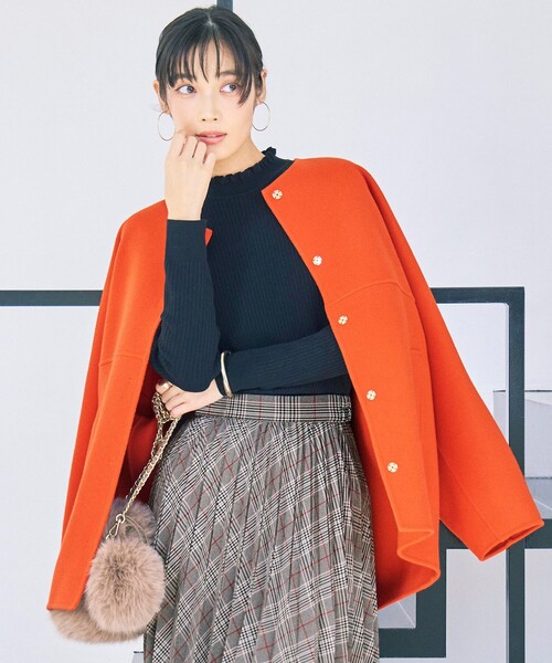 セール】ウールリバーノーカラー コート（ノーカラーコート）｜自由区