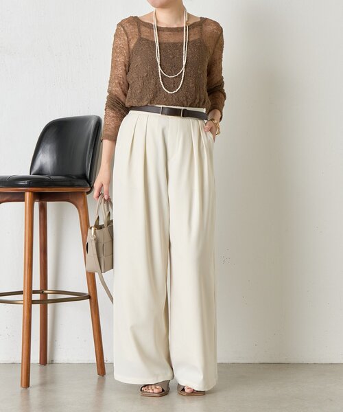 Jena espace merveilleux（ジェナ　エスパスメルヴェイユ）の「【サイズ展開あり】ループ付きトロミワイドパンツ（その他パンツ・レディース・グレー/アイボリー/ブラック・1/2）」の21枚目の写真