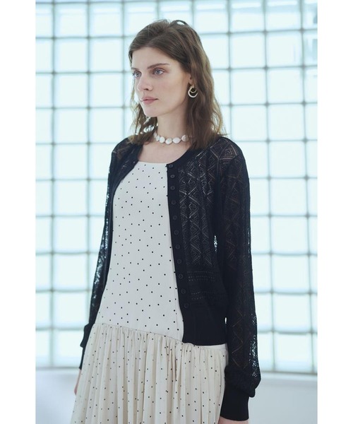 Estella.K（エステラケー）の「Coco Lace Knit Cardigan パターンレーシーカーディガン（カーディガン/ボレロ・レディース・レッド/ブラック/グリーン/ホワイト・FREE）」の22枚目の写真