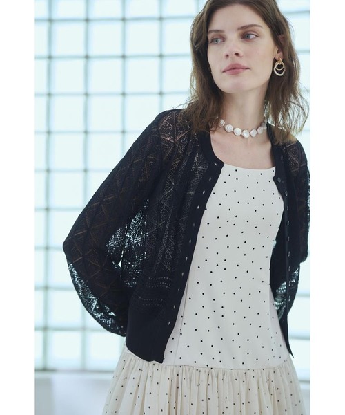Estella.K（エステラケー）の「Coco Lace Knit Cardigan パターンレーシーカーディガン（カーディガン/ボレロ・レディース・レッド/ブラック/グリーン/ホワイト・FREE）」の20枚目の写真