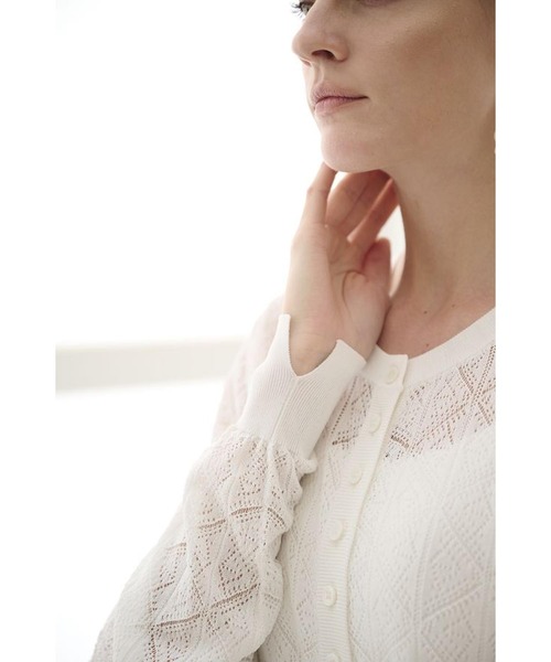 Estella.K（エステラケー）の「Coco Lace Knit Cardigan パターンレーシーカーディガン（カーディガン/ボレロ・レディース・レッド/ブラック/グリーン/ホワイト・FREE）」の15枚目の写真