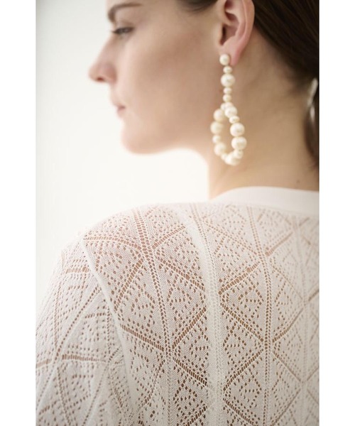 Estella.K（エステラケー）の「Coco Lace Knit Cardigan パターンレーシーカーディガン（カーディガン/ボレロ・レディース・レッド/ブラック/グリーン/ホワイト・FREE）」の12枚目の写真