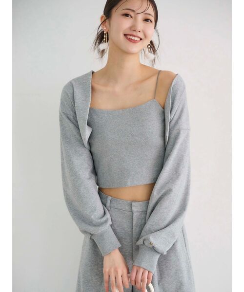 MERCURYDUO（マーキュリーデュオ）の「【WEB限定/セットアップ着用可アイテム】裏毛キャミアンサンブル（アンサンブル・レディース・チャコールグレー/ライトグレー・FREE）」の3枚目の写真