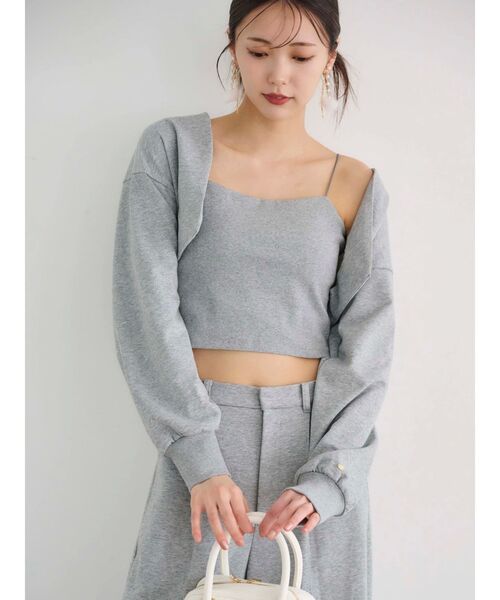 MERCURYDUO（マーキュリーデュオ）の「【WEB限定/セットアップ着用可アイテム】裏毛キャミアンサンブル（アンサンブル・レディース・チャコールグレー/ライトグレー・FREE）」の4枚目の写真