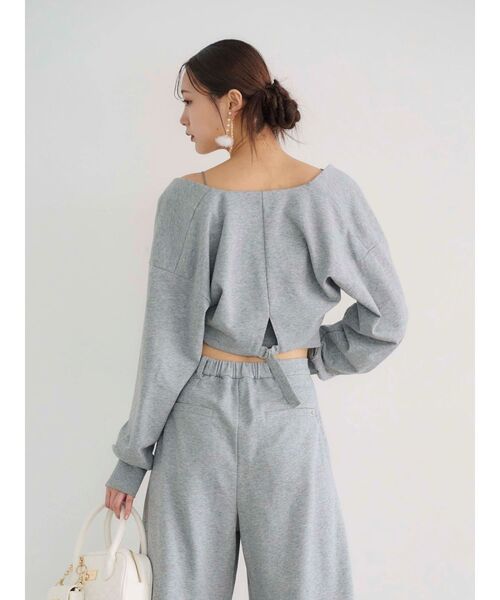 MERCURYDUO（マーキュリーデュオ）の「【WEB限定/セットアップ着用可アイテム】裏毛キャミアンサンブル（アンサンブル・レディース・チャコールグレー/ライトグレー・FREE）」の5枚目の写真