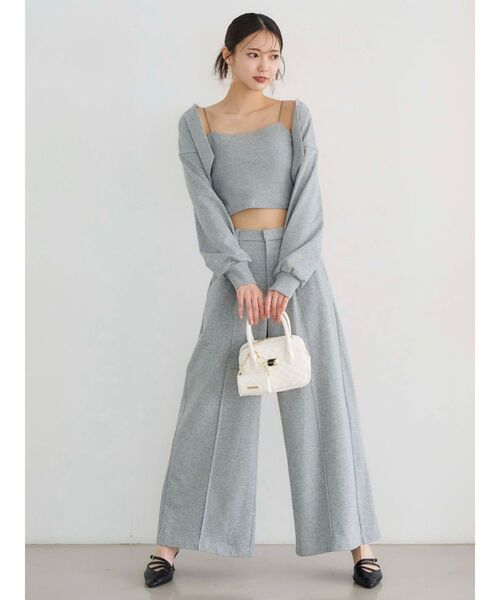 MERCURYDUO（マーキュリーデュオ）の「【WEB限定/セットアップ着用可アイテム】裏毛キャミアンサンブル（アンサンブル・レディース・チャコールグレー/ライトグレー・FREE）」の7枚目の写真