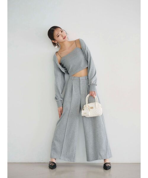MERCURYDUO（マーキュリーデュオ）の「【WEB限定/セットアップ着用可アイテム】裏毛キャミアンサンブル（アンサンブル・レディース・チャコールグレー/ライトグレー・FREE）」の9枚目の写真