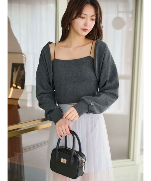 MERCURYDUO（マーキュリーデュオ）の「【WEB限定/セットアップ着用可アイテム】裏毛キャミアンサンブル（アンサンブル・レディース・チャコールグレー/ライトグレー・FREE）」の13枚目の写真