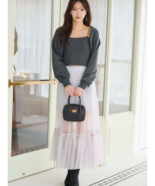 MERCURYDUO（マーキュリーデュオ）の「【WEB限定/セットアップ着用可アイテム】裏毛キャミアンサンブル（アンサンブル・レディース・チャコールグレー/ライトグレー・FREE）」の15枚目の写真