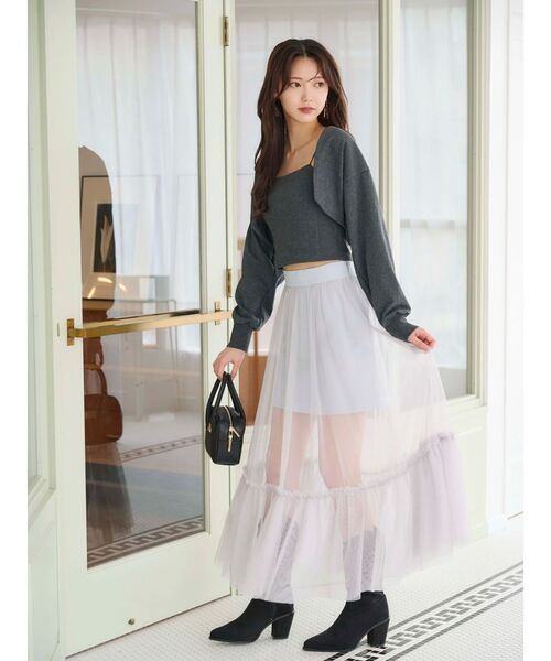 MERCURYDUO（マーキュリーデュオ）の「【WEB限定/セットアップ着用可アイテム】裏毛キャミアンサンブル（アンサンブル・レディース・チャコールグレー/ライトグレー・FREE）」の16枚目の写真