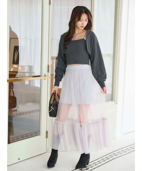 MERCURYDUO（マーキュリーデュオ）の「【WEB限定/セットアップ着用可アイテム】裏毛キャミアンサンブル（アンサンブル・レディース・チャコールグレー/ライトグレー・FREE）」の19枚目の写真