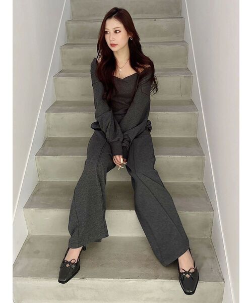 MERCURYDUO（マーキュリーデュオ）の「【WEB限定/セットアップ着用可アイテム】裏毛キャミアンサンブル（アンサンブル・レディース・チャコールグレー/ライトグレー・FREE）」の21枚目の写真