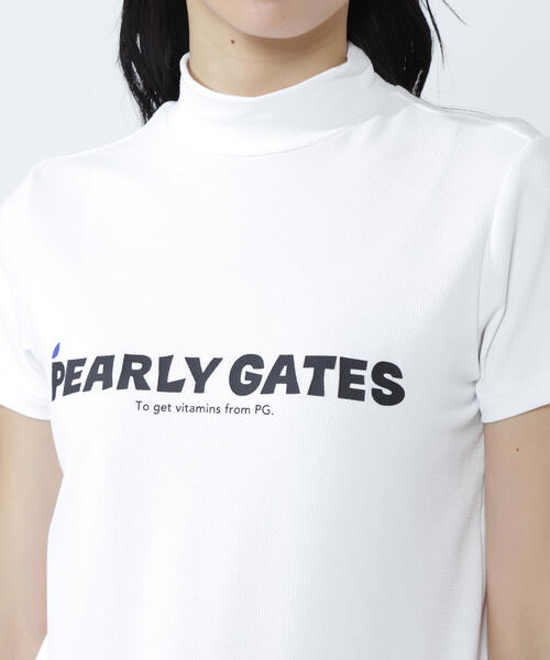 PEARLY GATES】ベア疑似メッシュ半袖モックネックカットソー（Tシャツ
