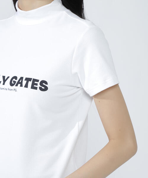 PEARLY GATES】ベア疑似メッシュ半袖モックネックカットソー（Tシャツ