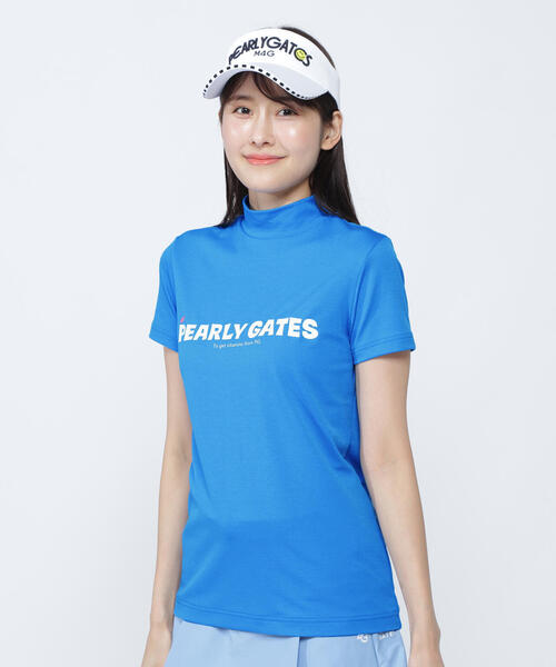 PEARLY GATES（パーリーゲイツ）の「【PEARLY GATES】ベア疑似メッシュ半袖モックネックカットソー（Tシャツ/カットソー・レディース・ホワイト/ネイビー/ブルー・MEDIUM/LARGE/SMALL）」の3枚目の写真