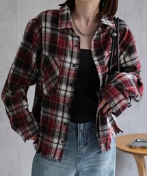 〈ユニセックス商品〉フリンジチェックシャツ