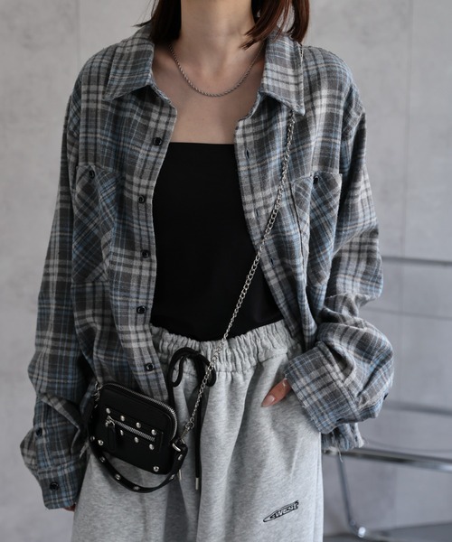 CREARE -LINO-（クレアーレリノ）の「〈ユニセックス商品〉フリンジチェックシャツ（シャツ/ブラウス・メンズ・グリーン/ブルー/イエロー/ブラック/レッド・M/L）」の3枚目の写真