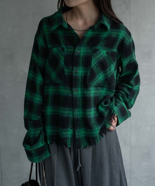 セール】〈ユニセックス商品〉フリンジチェックシャツ（シャツ
