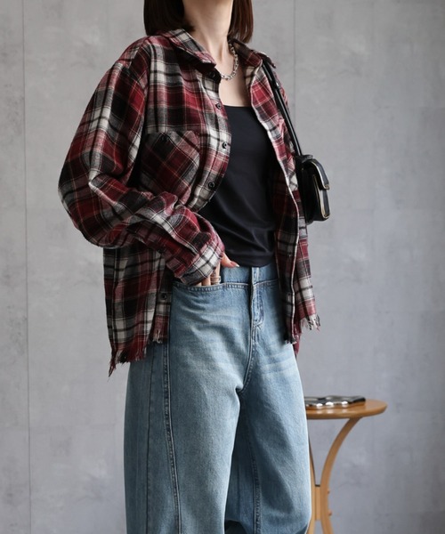 CREARE -LINO-（クレアーレリノ）の「〈ユニセックス商品〉フリンジチェックシャツ（シャツ/ブラウス・メンズ・グリーン/ブルー/イエロー/ブラック/レッド・M/L）」の15枚目の写真