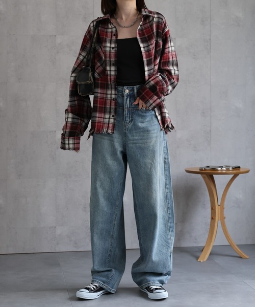 CREARE -LINO-（クレアーレリノ）の「〈ユニセックス商品〉フリンジチェックシャツ（シャツ/ブラウス・メンズ・グリーン/ブルー/イエロー/ブラック/レッド・M/L）」の17枚目の写真