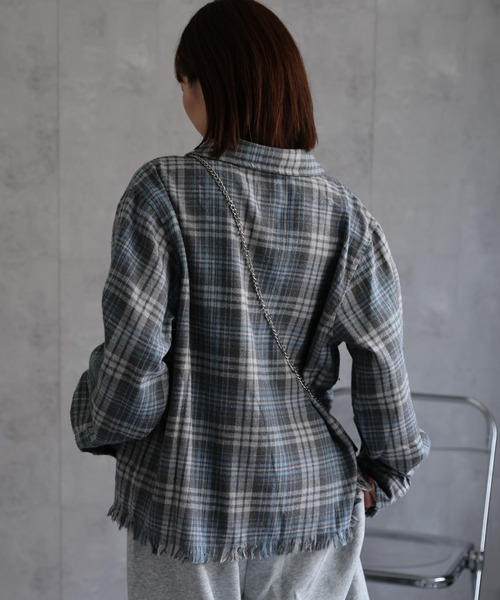 CREARE -LINO-（クレアーレリノ）の「〈ユニセックス商品〉フリンジチェックシャツ（シャツ/ブラウス・メンズ・グリーン/ブルー/イエロー/ブラック/レッド・M/L）」の22枚目の写真