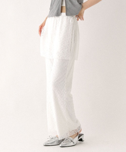 Heather（ヘザー）の「レイヤードレースパンツ2P　581476（その他パンツ・レディース・ホワイト/ブラック・FREE）」の2枚目の写真