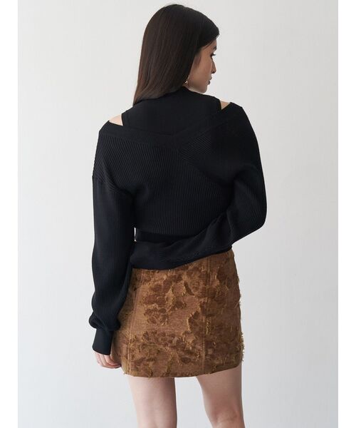 MURUA（ムルーア）の「ゴブランジャガードミニスカート（スカート・レディース・キャメル/ブラック・1/2）」の6枚目の写真