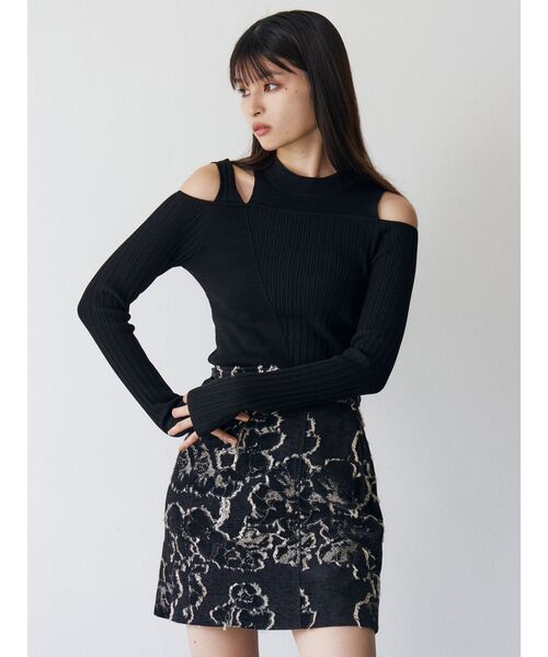 MURUA（ムルーア）の「ゴブランジャガードミニスカート（スカート・レディース・キャメル/ブラック・1/2）」の9枚目の写真