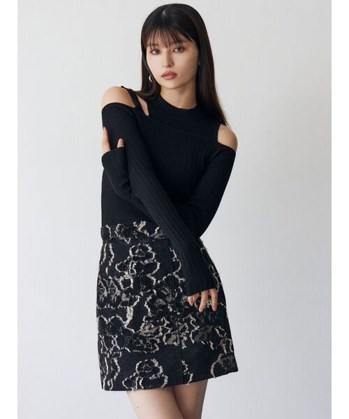 MURUA（ムルーア）の「ゴブランジャガードミニスカート（スカート・レディース・キャメル/ブラック・1/2）」の10枚目の写真