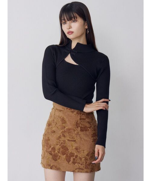 MURUA（ムルーア）の「ゴブランジャガードミニスカート（スカート・レディース・キャメル/ブラック・1/2）」の14枚目の写真