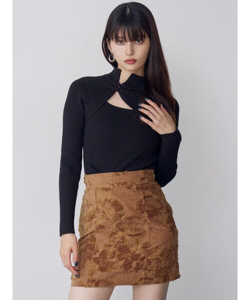MURUA（ムルーア）の「ゴブランジャガードミニスカート（スカート・レディース・キャメル/ブラック・1/2）」の15枚目の写真
