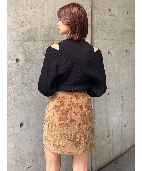 MURUA（ムルーア）の「ゴブランジャガードミニスカート（スカート・レディース・キャメル/ブラック・1/2）」の16枚目の写真