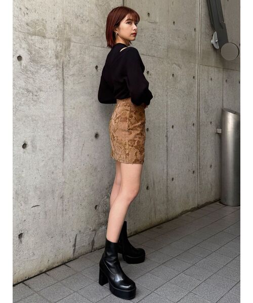 MURUA（ムルーア）の「ゴブランジャガードミニスカート（スカート・レディース・キャメル/ブラック・1/2）」の18枚目の写真