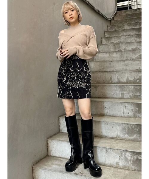 MURUA（ムルーア）の「ゴブランジャガードミニスカート（スカート・レディース・キャメル/ブラック・1/2）」の21枚目の写真