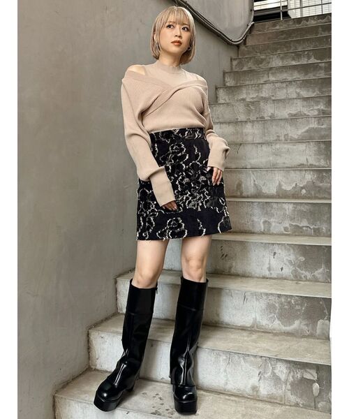 MURUA（ムルーア）の「ゴブランジャガードミニスカート（スカート・レディース・キャメル/ブラック・1/2）」の22枚目の写真