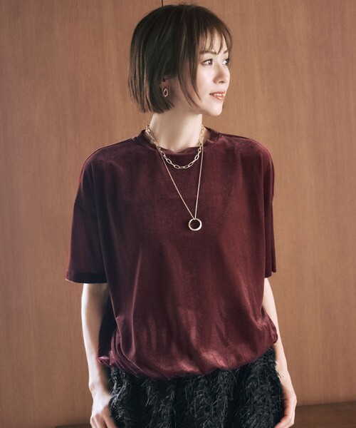 自由区（ジユウク）の「シアーベロア カットソー（Tシャツ/カットソー・レディース・ブラウン系/ワイン系/ネイビー系・44/46）」の3枚目の写真
