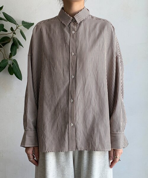 DouDou（ドゥドゥ）の「ストライプポンチョブラウス（シャツ/ブラウス・レディース・ブラウン/グレー/ブルー・FREE）」の8枚目の写真