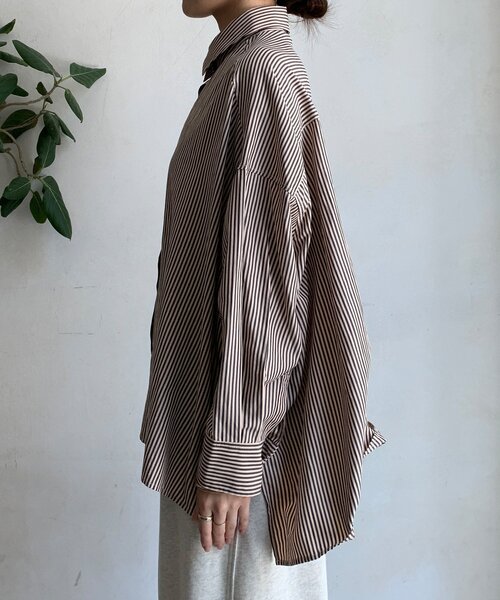 DouDou（ドゥドゥ）の「ストライプポンチョブラウス（シャツ/ブラウス・レディース・ブラウン/グレー/ブルー・FREE）」の9枚目の写真