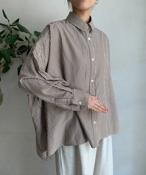 DouDou（ドゥドゥ）の「ストライプポンチョブラウス（シャツ/ブラウス・レディース・ブラウン/グレー/ブルー・FREE）」の14枚目の写真