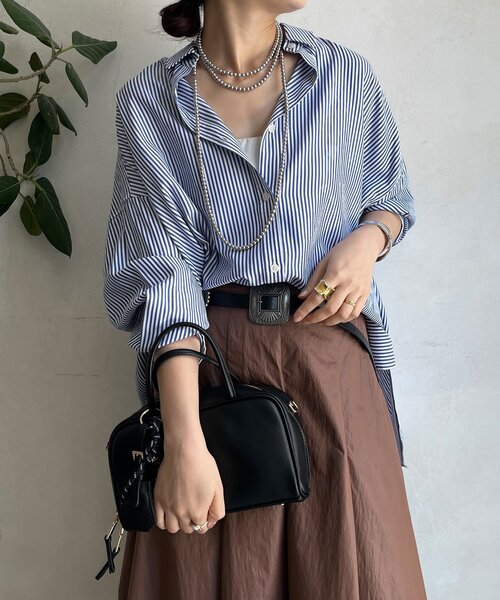 DouDou（ドゥドゥ）の「ストライプポンチョブラウス（シャツ/ブラウス・レディース・ブラウン/グレー/ブルー・FREE）」の21枚目の写真