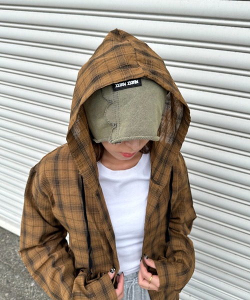 CELENA BEATS(セレナビーツ)の「※フード付き オーバーサイズ チェック シャツ(シャツ/ブラウス・メンズ・ブルー/ホワイト/ブラウン/ダークグレー・M/L)」の18枚目の写真